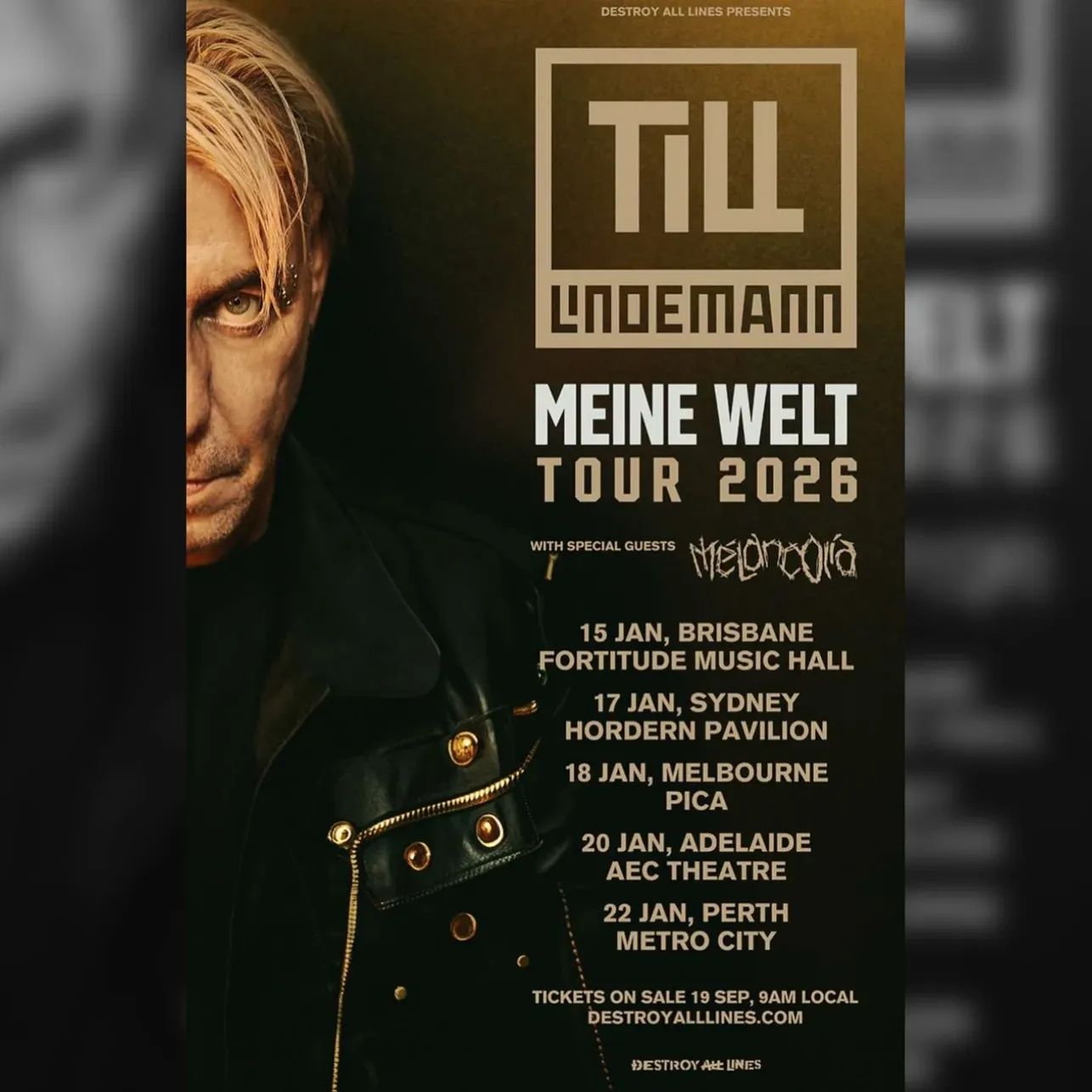 TILL LINDEMANN MEINE WELT TOUR 2026. I U AUSTRALIJI